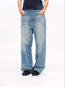 JNXS | Quần Jeans Classic Washed Whisker Ống Dài Trắng Phản Sáng