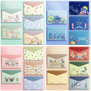5pcs Disney A4 File Bags Mickey Stitch Waterproof Storage Information File Bag Archive Bag Office Stationery Supplies Wholesale