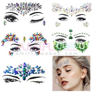 Stage Makeup Face Stickers Diamond Decorations Peacock Dance Anime Cos Music Festival Eye Rhinestone Stickers Five-Star Colorful Crystals Luminous Stickers