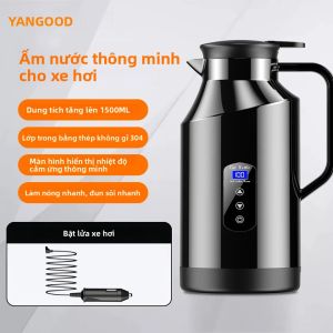 Bình Đun Nước Nóng Di Động Yangood 1500ML Chất Liệu Thép Không Gỉ 304 Dung Tích Lớn Dùng Cho Xe Hơi Du Lịch 12V 24V Pha Trà Cà Phê