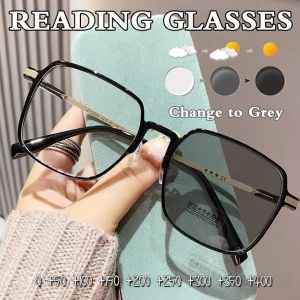 3 in 1 Photochromic Reading Glasses Progressive Multifocal Graded Glasses +1.0 To +4.0 for Women Men Anti-UV Shades