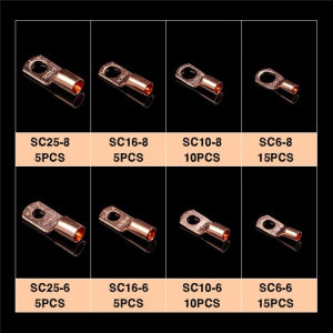 60PCS/70PCS/140pcs Copper Wire Terminal Box with Copper Terminals SC Series Bare Terminals Cold-Pressed Ends