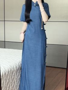 Váy Dài Phong Cách Trung Hoa Cổ Điển Một Mảnh Cho Bé Gái Váy Dài Thường Ngày Mùa Hè 2025 Váy Cưới Đơn Giản Bằng Polyester