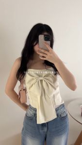 Big Ribbon Simple Camisole Top Sling top Summer Beach Top  Elegant Top OOTD