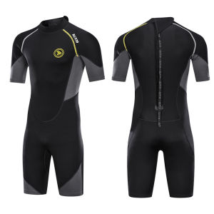 Mens Short Sleeve Dive Suit Thermal Overall Swimming Costume for Snorkeling Motor Surfing Short Pants Large Size Shorts