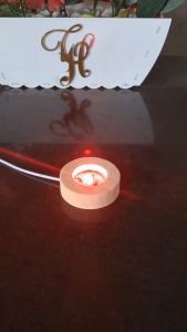 Đế Đèn LED Cắm USB 6cm Tròn Bằng Gỗ Thay Đổi Màu Sắc