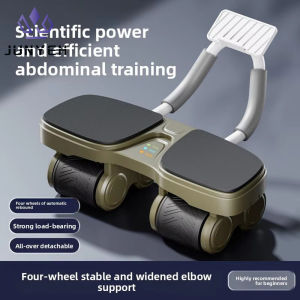Foldable 4-Wheel Ab Roller Fat Burn Core Trainer Home Gym Abdominal Fitness Wheel Flat Support Push-Up Board Exercise Equipment