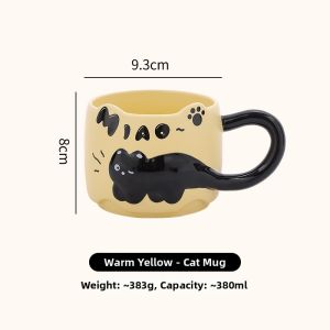 3D Cat Relief Ceramic Mug