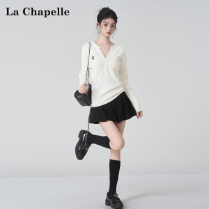 La Chapelle | Áo Sweater Lót Cáp Knit Thêu Màu Hạnh Nhân