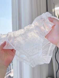 Quần Lót Tam Giác Ren Cotton Mỏng Nhẹ Màu Trắng Ngọt Ngào Cạp Thấp Cho Nữ Quần Lót Ren Khoét Rỗng Mùa Hè Quần Lót Thoải Mái