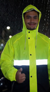 New Fashion Raincoat Set Universal Riding Rain Takeaway Rider Raincoat Yellow and black color blocking Raincoat & Rain Pants Set Oxford fabric breathable and comfortable