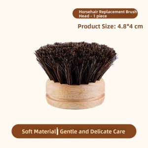 DINGQING | Natural Horsehair Gently Cleaning Pot Brush Wood Handle
