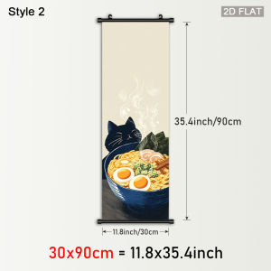 VIKAMA Mèo Đen Hoạt Hình Tấm Thảm Phong Cách Nhật Bản Sushi & Ramen Treo Tường Hình Mèo Dễ Thương Vải Trang Trí Cho Trang Trí Nhà