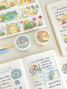 Ethereal Fairy Tape Hand-Drawn Koinobori Paper Tape Cute Flower Patchwork Decorative Washi Tape for Bullet Journal