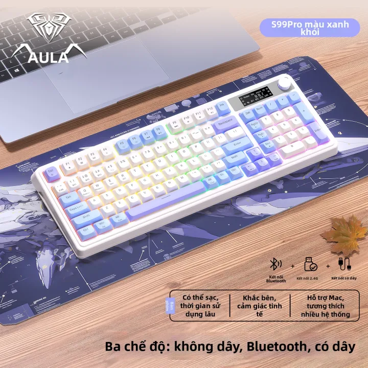 AULA | Bàn Phím Văn Phòng Không Dây 3 Chế Độ Bluetooth Thân Thiện Với Phụ Nữ, Thẩm Mỹ, Cảm Giác Cơ Học | BigBuy360 - bigbuy360.vn