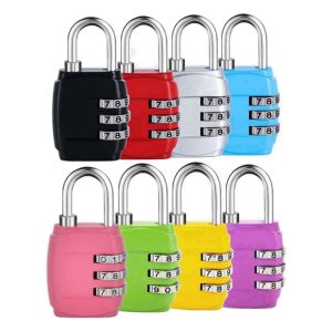 Colorful 3 Digit Combination Padlock Resettable Code Luggage Locks Anti Theft Password Lock for TravelBackpackLockerGymTent