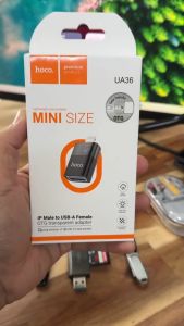 Đầu chuyển OTG (L to USB) Hoco UA36 kết nối điện thoại 11/ 12/ 13/ 14 Pro Max với usb/ đầu đọc thẻ nhớ