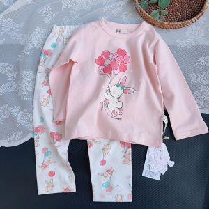 Girls Sleepwear Long Sleeve Lycra Cotton Childrens Home Clothes Set Autumn Winter Baby Underwear Set Soft Cartoon Print