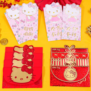 【Snuggery】3Pcs Cartoon Big Kitty Hot Stamping Red Envelope Bag Creative New Year Three-dimensional Hello Kitty Red Packet Cartoon Return Gift Red Envelope Bag
