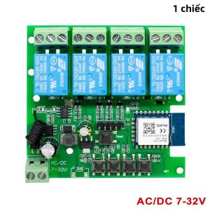 Mô-đun Chuyển Mạch WiFi 4 Kênh Tuya Thông Minh Không Dây Công Tắc Động Cơ 4 Kênh 7-32V 85-250V Bộ Thu RF433 Tương Thích Với Alexa Và Google Home 2200W