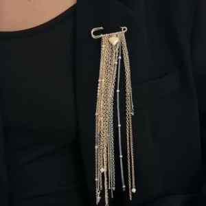 Ingemark | Ingemark New Trendy Mixed Color Metal Tassel Brooches Women Vintage Heart Pendant Suit Collar Pins Clip Daily Wear Jewelry Gift