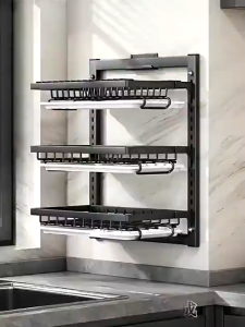Nearra Kitchen Collapsible Drain Bowl Rack - Wall Hanging Cupboard Dish Tray Storage Rack