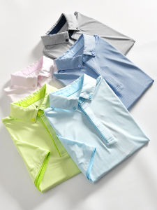 เสื้อโปโลแขนสั้นผู้ชาย ทรงหลวม ระบายอากาศได้ดี แห้งเร็ว ลายทางบาง โพลีเอสเตอร์ 95% ยืดหยุ่น 5% ฤดูร้อน 2024