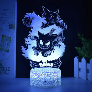 Takara Tomy | 3D LED Night Light Pikachu Charizard Mewtwo Haunter 16 Colors Changing Touch Remote Control Anime Lamp for Bedroom Birthday Gift