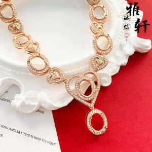 Fashionable S925 Silver Heart Shaped Necklace Setting Elegant Oval 8*10mm Empty Setting Jewelry Fresh out Brand Jewelry