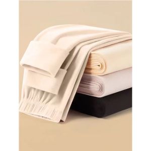 Double-Sided Dralon Keep Warm and Emit Heat Womens Autumn and Winter Long Pants Fall and Winter Double-Sided Fleece Lined Sanded Silm Platform plus Pants