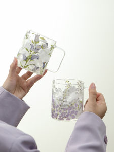 LOTUS BLUE | Attractive Blue Lotus Design Glass Mug