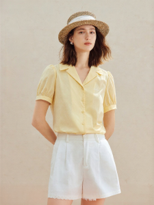INMAN | 100% Xinjiang Cotton French Retro V-neck Shirt