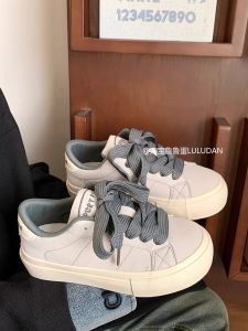 Spring 2025 Trendy Small Audience Canvas Shoes Casual Thick Bottom Womens Shoes Versatile Korean Style round Toe Flat Heel