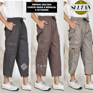 Celana Sirwal Cargo anak laki laki 4-18 tahun Sirwal Sultan Anak remaja Cargo Tempur premium Bahan Drill