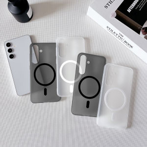 Ốp Điện Thoại Trong Suốt Chống Sốc Tương Thích MagSafe Cao Cấp Cho Samsung S25 Ultra S26 Ultra S24 Plus S23Fe A56 A55 A36 - Vỏ Cứng Từ Tính
