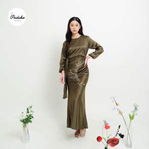 Padaka Attire - Dyra - Dress Gaun Satin Maxmara - Pesta Bridesmaid Kondangan - Polos Fitbody Bodycon Press Body Slim-Fitting Wanita Panjang Hitam