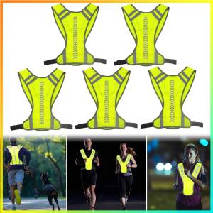 5Pcs Reflective Running Vest High Visibility Vest with Pocket Lightweight Running Vest Cycling Vest for Night Running