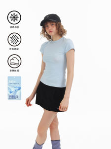 Sweet Cool Elastic Slim Fit Short Sleeve round Neck T-Shirt Sports Top Womens Half Sleeve Summer Cotton Polyester Blend