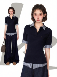 KBVVR | Layered Shoulders Design Slim Fit Polo Neck Short Sleeve Tee