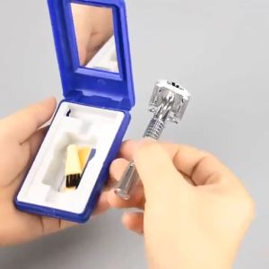 Mens Stainless Steel Manual Razor Manual Razor With Blades Razor Case With Brush Mens Classic Double Edge Razor Beard Trimmer Adjustable Safety Razor Mens Shaving Hair Removal Blades Safety Beard Trimmer