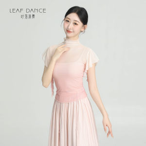 LEAF DANCE | Áo Tập Múa Ballet và Múa Cổ Điển Dáng Dài Mesh Họa Tiết Chuyển Màu Tay Ngắn