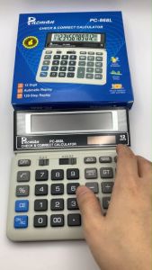 Kalkulator 12 Digits PC-868L Check Correct Besar Calculator Bisa Delete Bisa Cek History Dual 2 Power