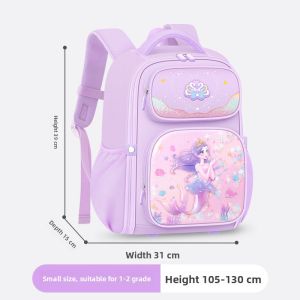 MONLEYTA | 2024 New Lightweight School Bag For Girls Primary One To Six Grade Children Back Support Backpack Reduce Burden Mermaid Pattern