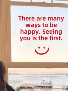 Creative Happy Stickers Modern Simple Style Waterproof Wall Decals for Shop Window Background Decoration Coffee Milk Tea Shop