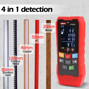 6-in-1 UNI-T wall scanner UT387E UT387S UT387LM metal detector AC voltage live cable wire depth tracker with laser rangefinder