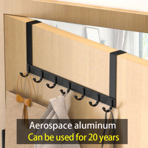 Door Back Hook Hanger Metal Nail-free Bedroom Behind Door Hook Over The Door Hanger Key Holder Wall Door Organizers with 6 7 8 Coat Hooks for Hanging Clothes Handbag Hat