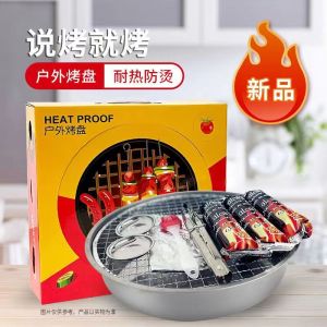 Portable & Disposable Mini BBQ Charcoal Grill for Camping Outdoor Picnic with Oil BrushClips30pcs of Charcoal