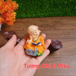 Tượng chú tiểu đọc sách 7cm trang trí bàn làm việc góc học tập