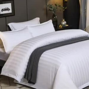 3Pcs Hotel Collection Vertical stripes White Duvet Cover+2pcs Pillowcases Premium 600TC Cotton Bedding set Twin Full Queen King