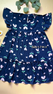 Baju Anak  Anak Perempuan Usia 1-7 Tahun Motif Lolita Navy